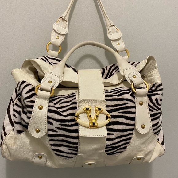 Valentino with pony handbag black & white pony, off white leather large … - Picture 3 of 15